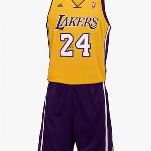 Adidas Yellow and Purple Lakers Kobe Bryant Jersey Set